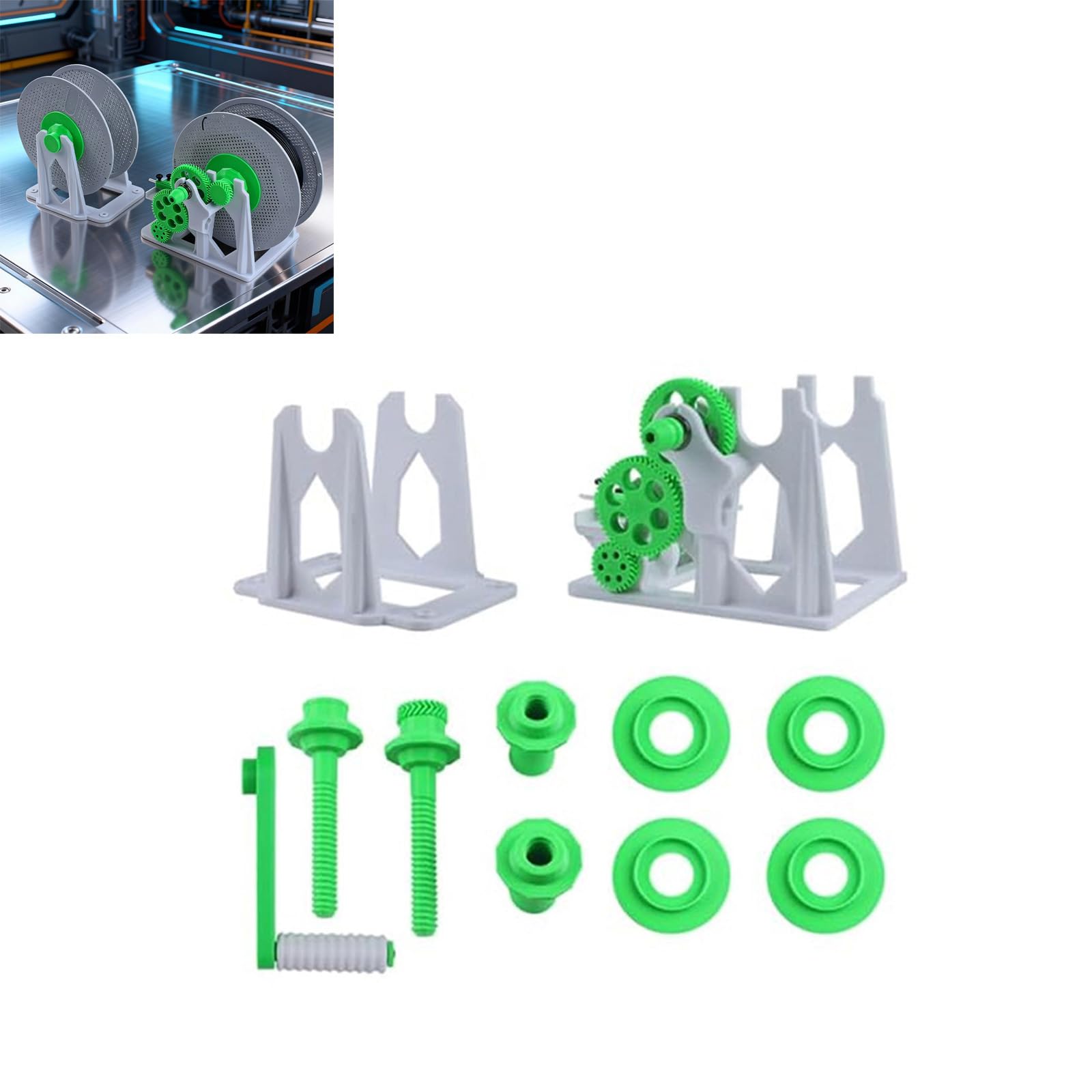 1 juego de organizador de bobinas de filamento de alta resistencia para suministros de impresión 3D organizados listos para usar, bobinador de materiales