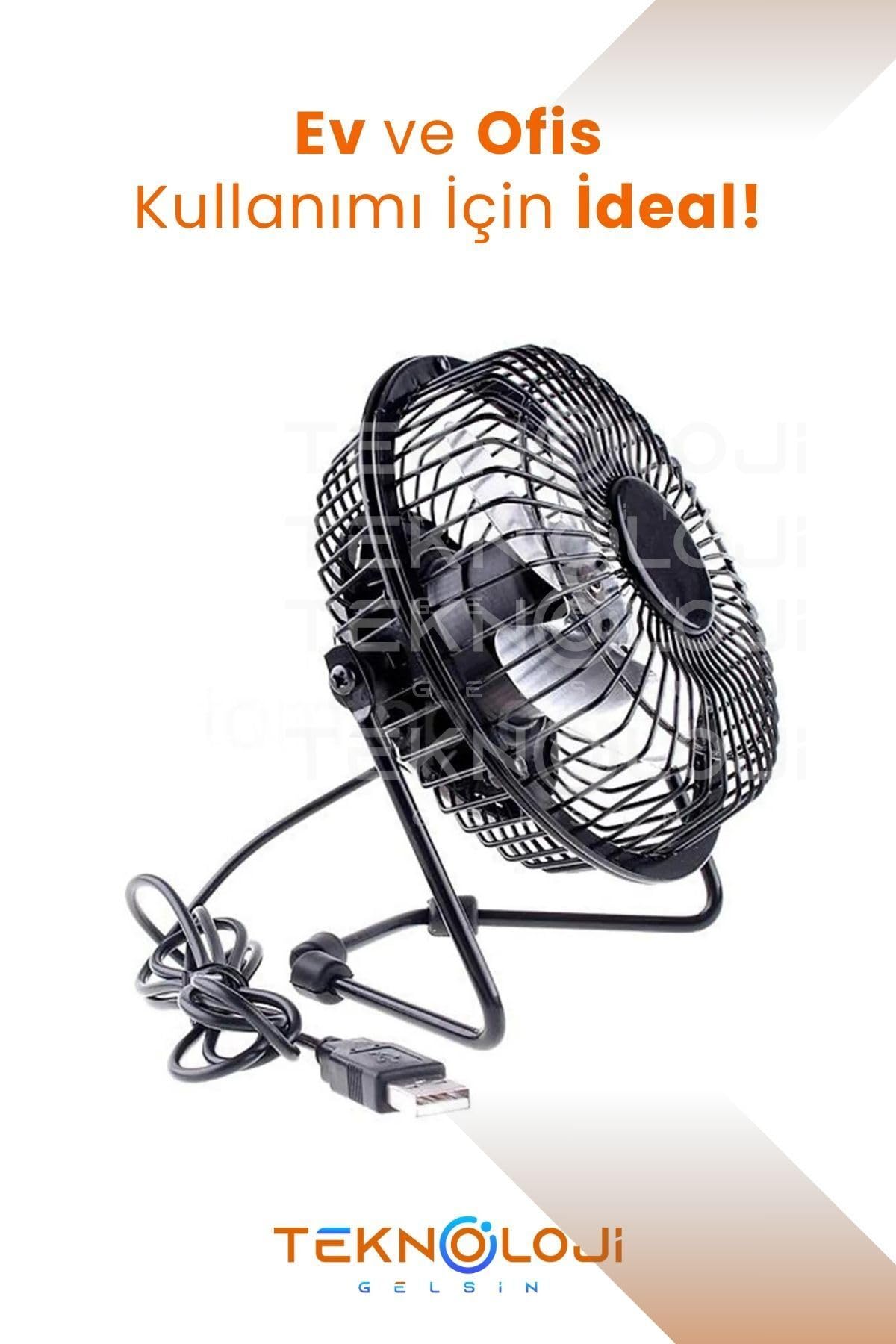 Masaüstü Fan Metal Vantilatör Usb Ile Çalışan Soğutucu Siyah