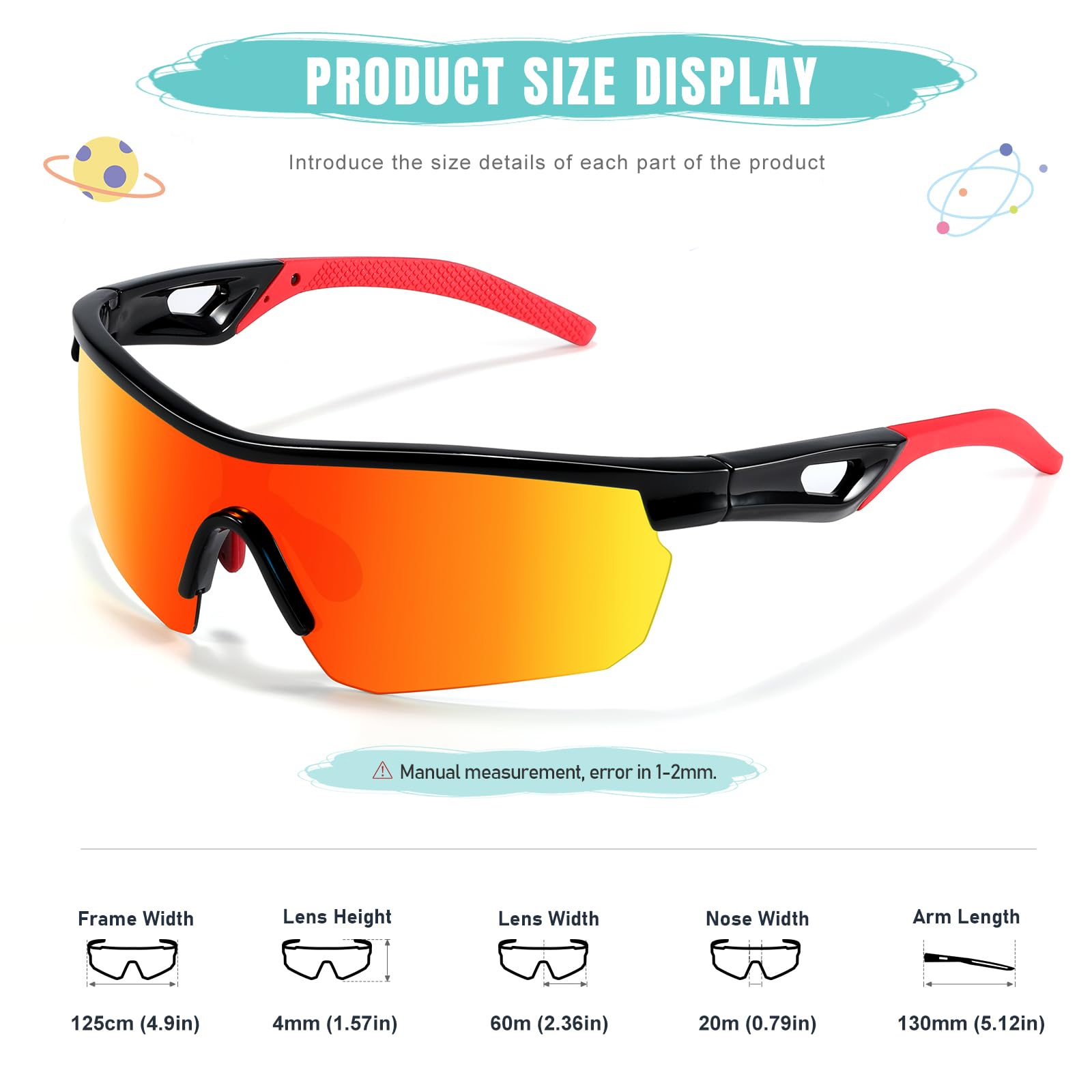 Kinder Polarisierte Sonnenbrille Baseball Sport Leichte UV400 TR90 Rahmen Radsport für Jungen Mädchen