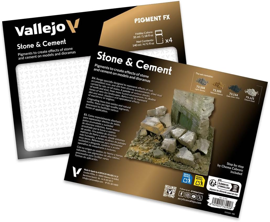 Vallejo - Pigment FX Stone & Cement Effect | Wide Range of Effects Caused by the Climate and Geographic Conditions | Contains 4 Bottles x 35 ml (1.18 fl.oz.)