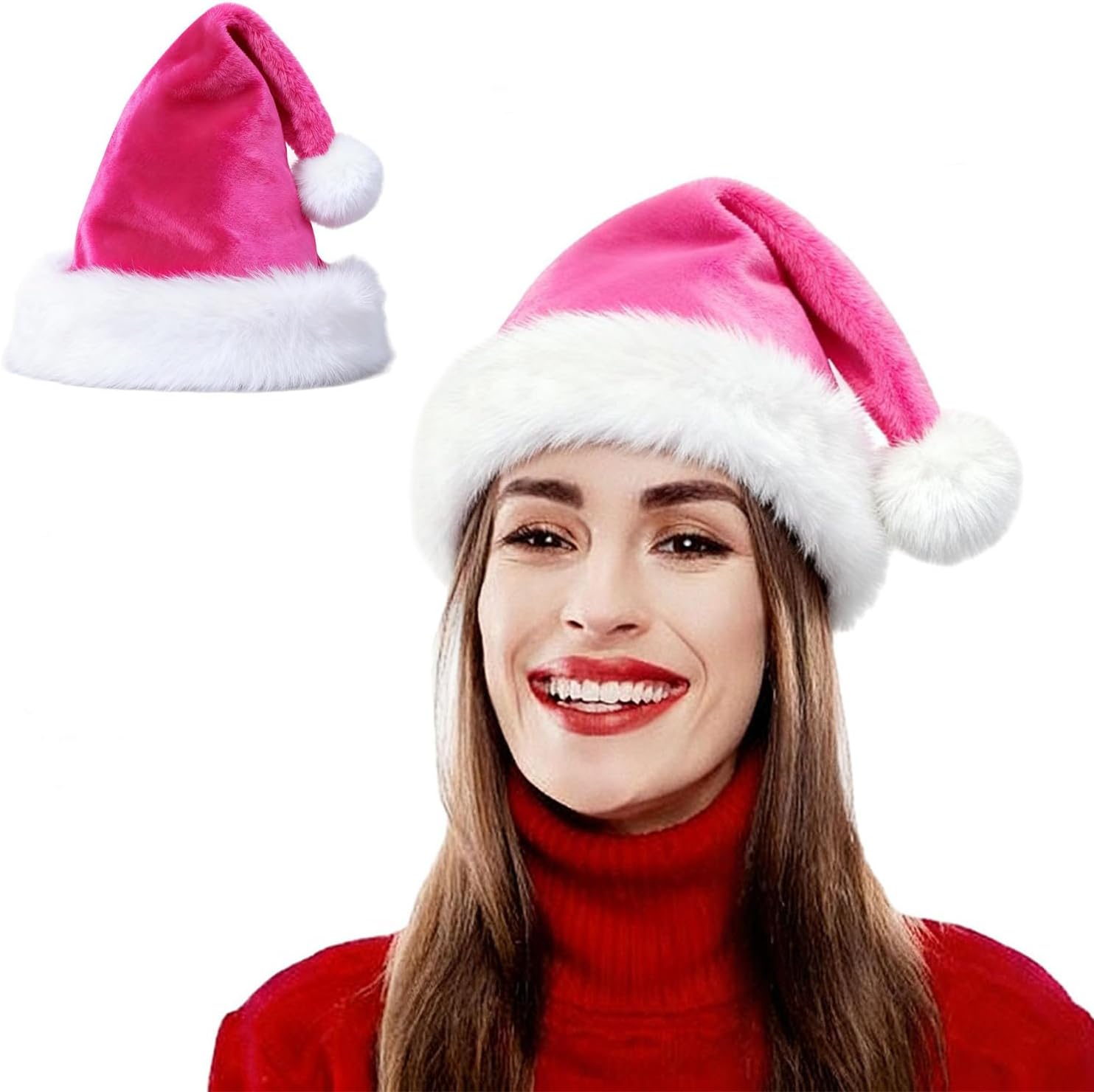 Christmas Hat Santa Claus Hats Thicken Xmas Holiday Hat Women Men for Christmas New Year Festive Party Supplies