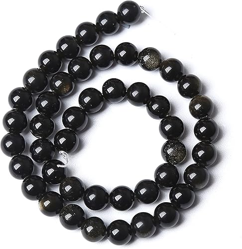 Miniatura 5 de 60 Cuentas de 6 mm de Piedra Natural de Obsidiana Dorada Espaciosas para Hacer Joyería, Pulseras y Collares DIY