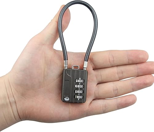 Miniatura 5 de Cerradura de combinación de cable de 4 dígitos de 7.1 pulgadas para casillero de gimnasio escolar, casco, archivadores, caja de herramientas, maleta