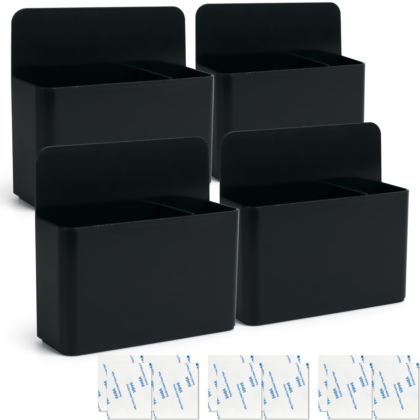 noonebutyou 4 in 1 Magnetischer Markerhalter - Trocken abwischbarer Marker, Stifthalter, Wandhalterung, Selbstklebend für Whiteboard, Kühlschrank, Home Office, Schule (Schwarz)
