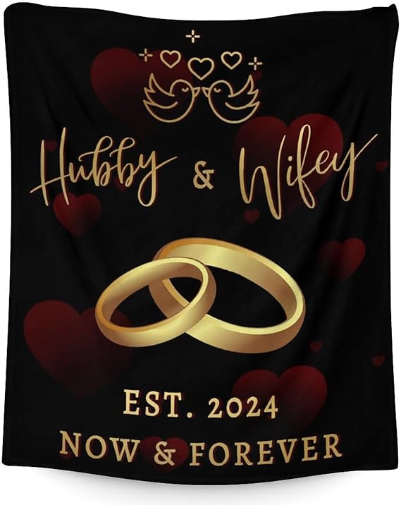 Mercuryelf Wedding Throw Blanket - Soft, Fuzzy & Warm - 30x40 Inches Marriage Prayer Blankets for Bride, Groom - Black Modern Throws Gifts for Newlywed Couples