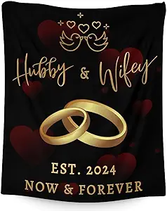 Mercuryelf Wedding Throw Blanket - Soft, Fuzzy & Warm - 30x40 Inches Marriage Prayer Blankets for Bride, Groom - Black Modern Throws Gifts for Newlywed Couples