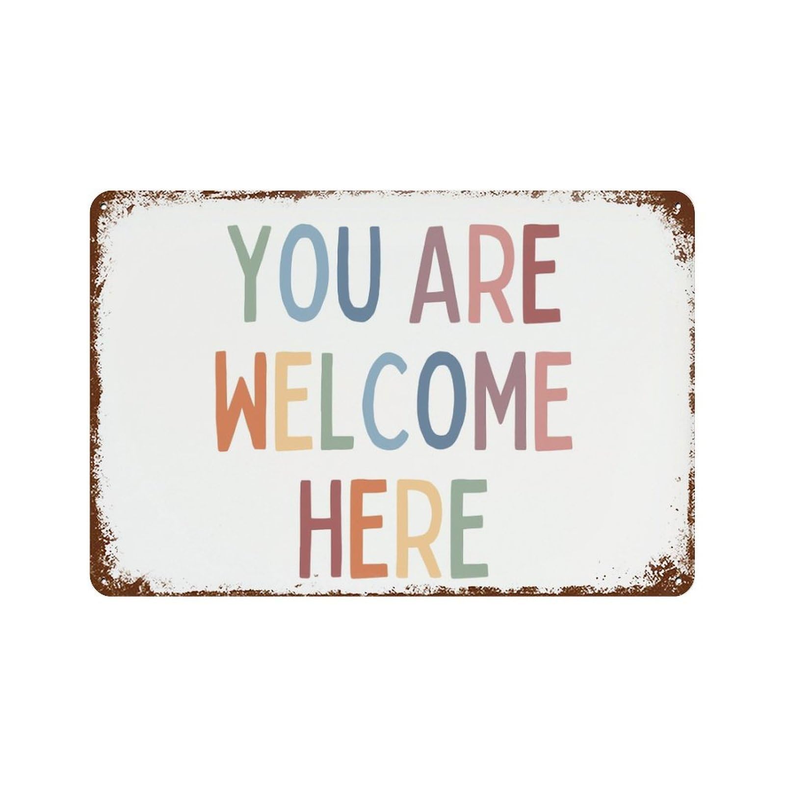 xiaoxiaoshen You Are Welcome Here Wall Decor Art Metal Tin Poster Modern Home Decor Art Home Bar Shop Decorations Vintage Sign 20x30cm