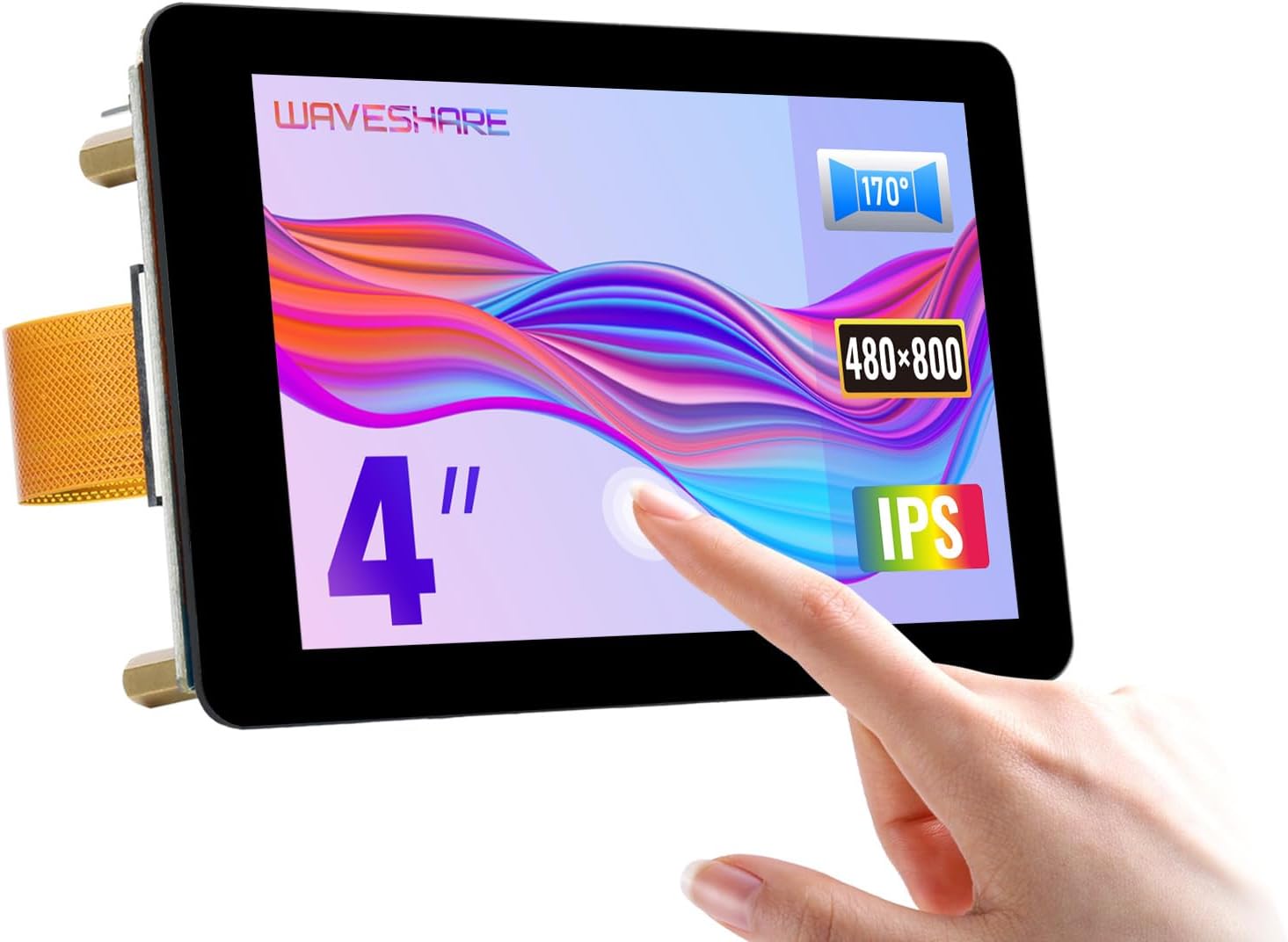waveshare 4inch Capacitive Touch Display Compatible with Raspberry Pi5/4B/3B+/3A+/CM3+/4 480×80 Resolution DSI Interface IPS Optical Bonding Screen