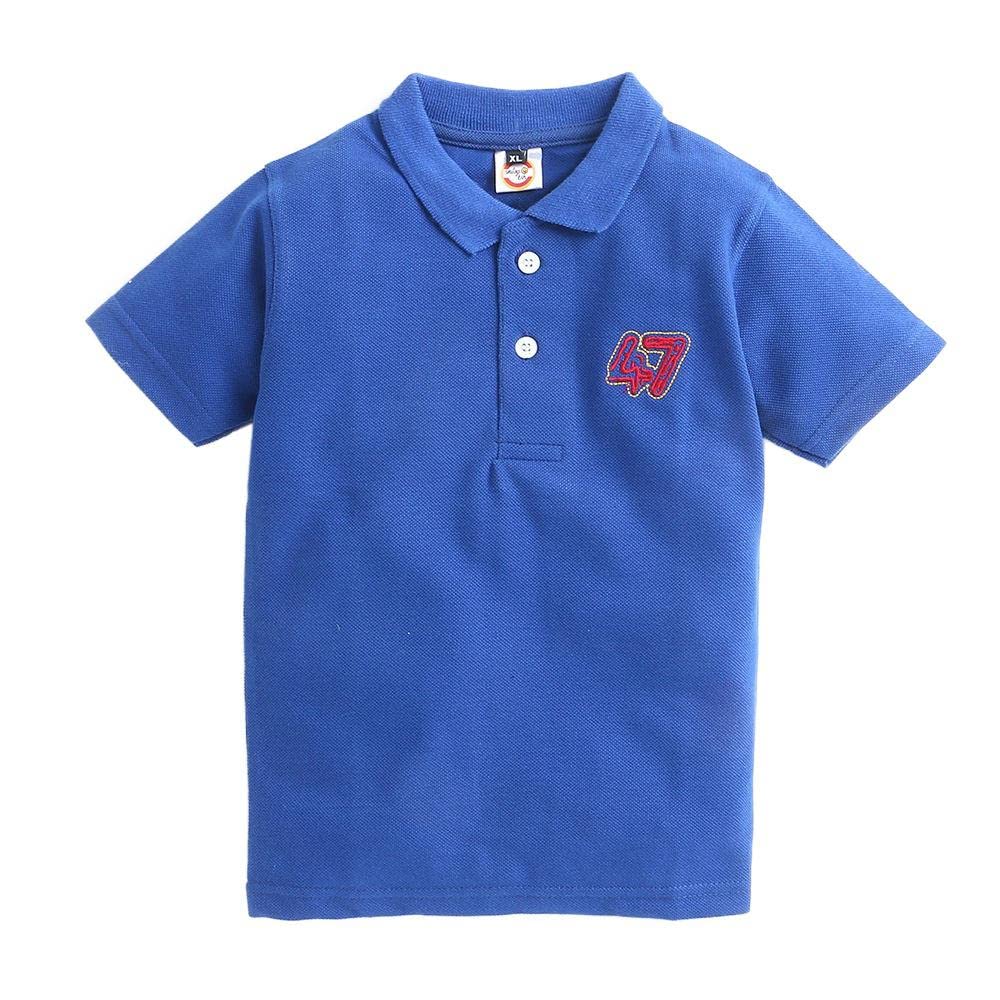 Hopscotch Baby Boys Cotton T-Shirt Casual Wear Printed Round Neck Half Sleeves T-Shirts in Royal Blue Color