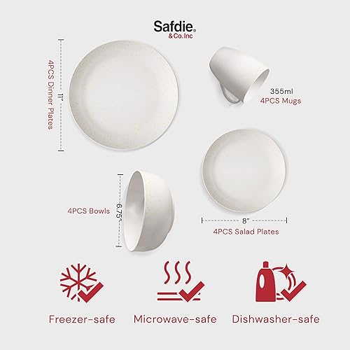 Miniatura 5 de Safdie & Co. - Juego de platos y cuencos de confeti de diamante, moderno juego de vajilla de cocina, platos interiores y exteriores, juego de platos