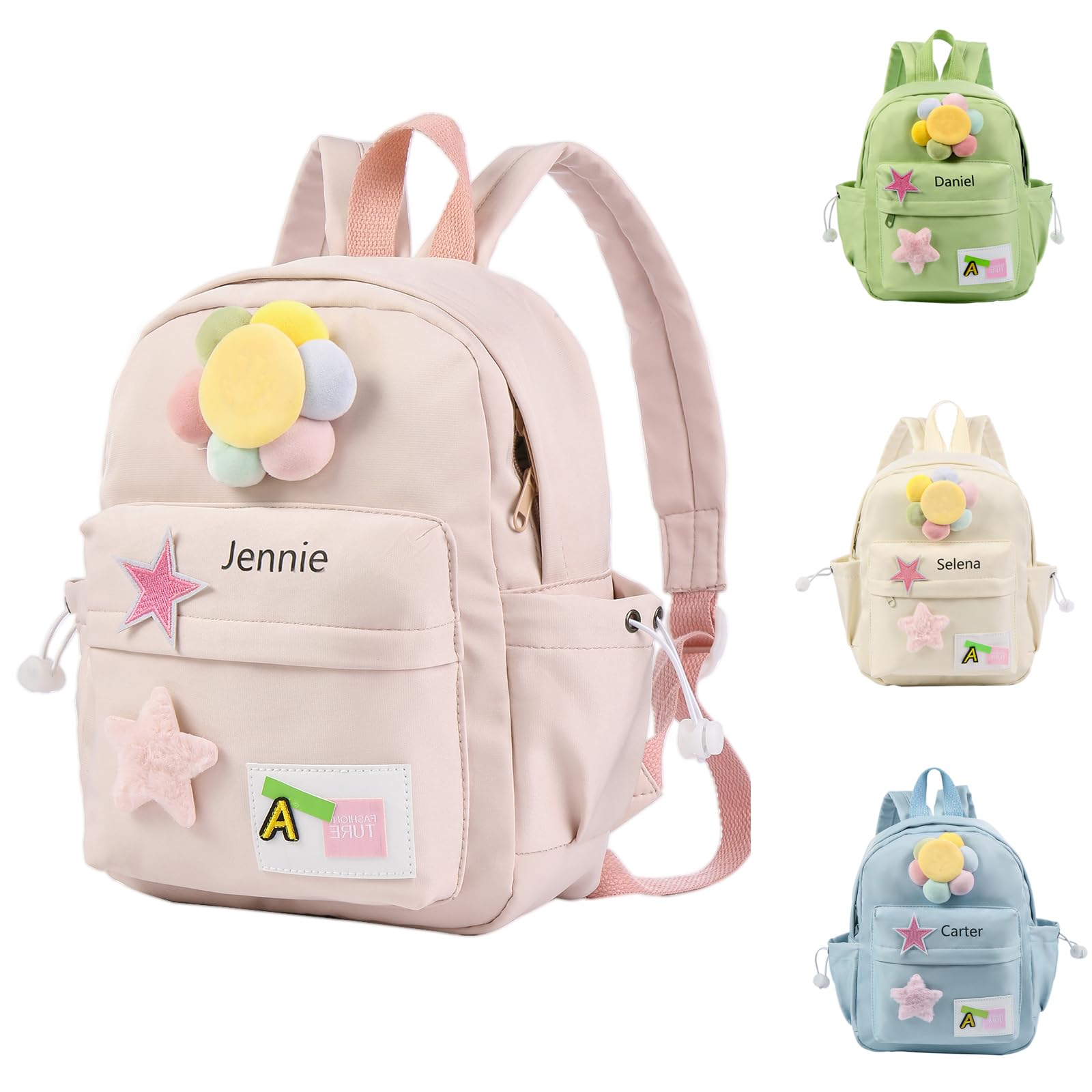 Glimmerday Mochilas Infantiles Personalizadas, Bonita Mochila Escolar para Niñas de Dibujos Animados con Nombre Cosido, Mochila para Niña, Mochila Bebe Guarderia Regalo de Regreso a la Escuela