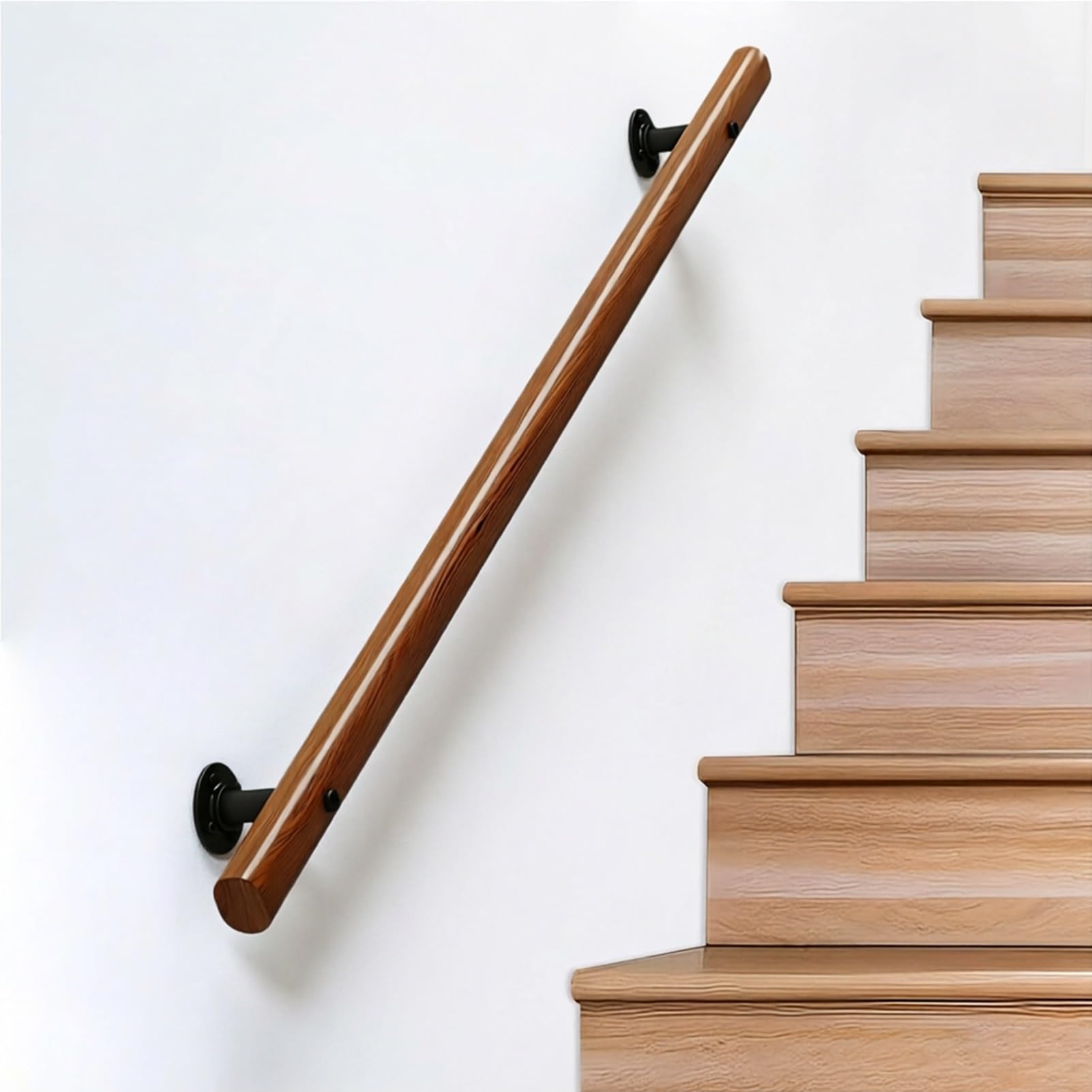 DMCHENGMA Wooden Stair Handrails, Hand Rails for Indoor Stairs, 30cm/50cm/60cm Wall Mount Non-Slip Staircase Railing(6ft/180cm)