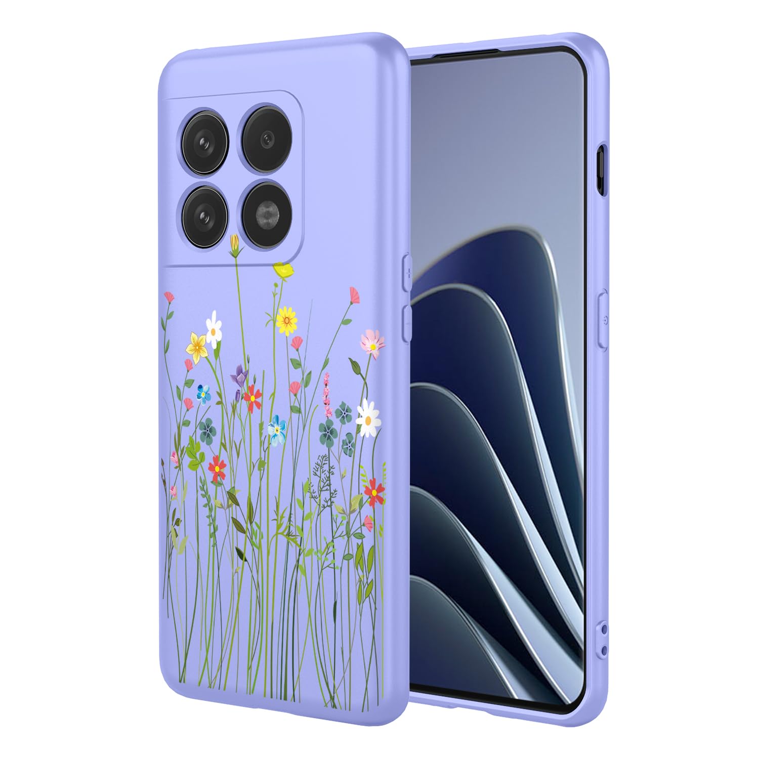 HTXWXJC Phone Case for OnePlus 10 Pro Case, NE2210 NE2211 Case Shockproof Flexible Bumper TPU Soft Case Flower Pattern Phone Cover for OnePlus 10 Pro