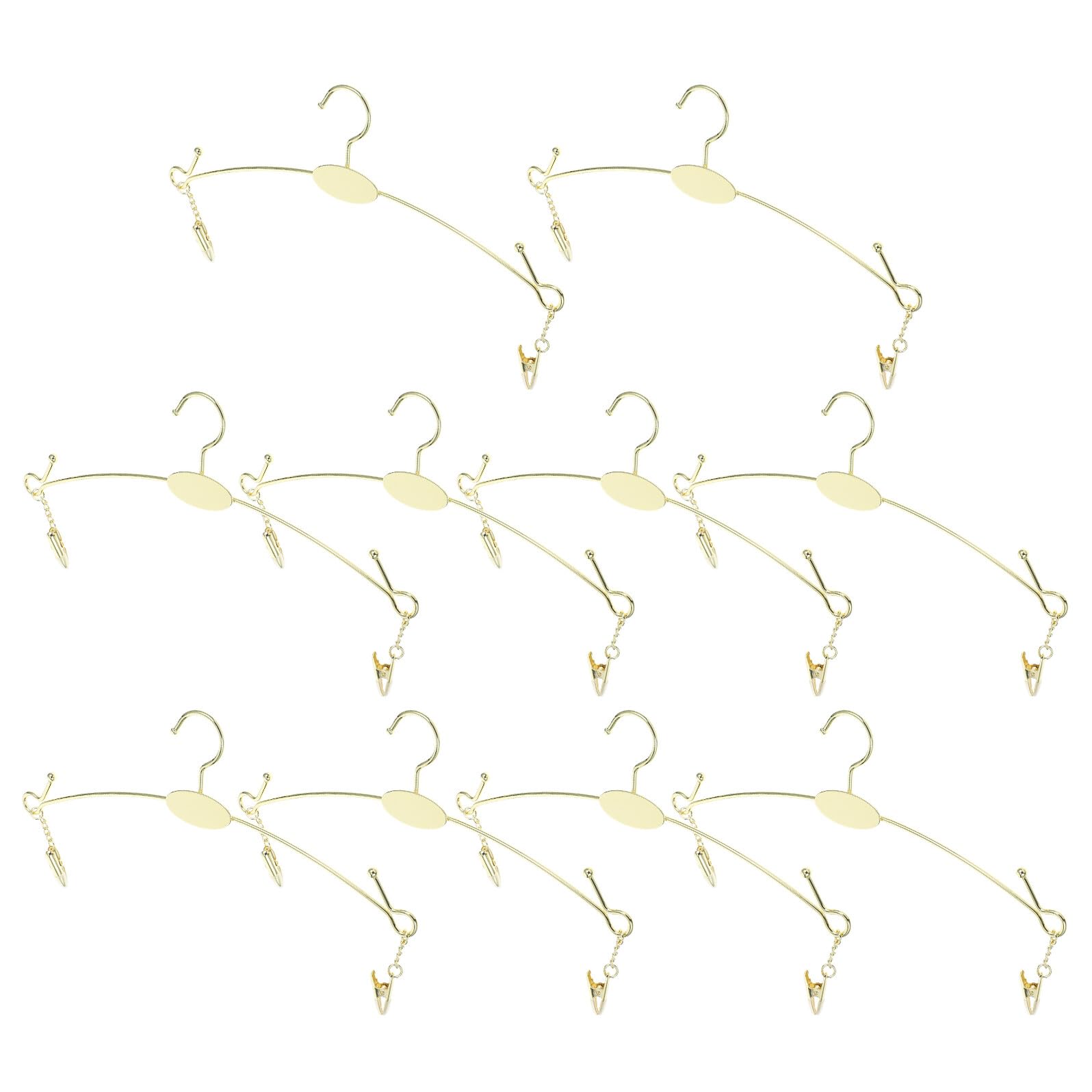 Set 10 Pezzi Grucce per Intimo Donna in Ferro Oro Multiuso con Clip Metalliche per Organizzare Armadi e Esporre Biancheria Intima
