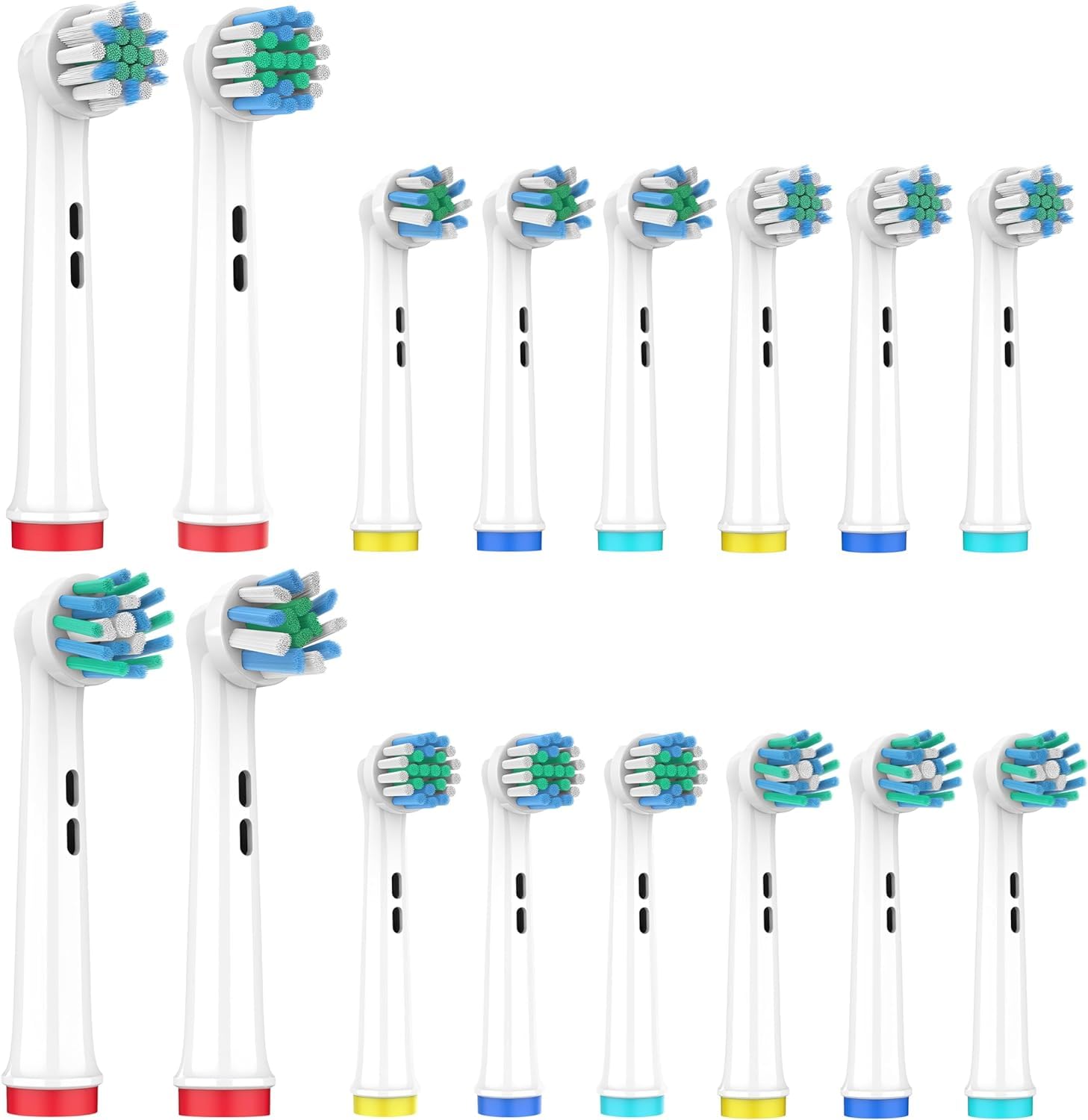 Perfekto24Replacement Brush Heads Compatible for Oral B Toothbrushes (Pack of 16) - Toothbrush Heads for Oral B (Set) 4X Sensitive 4X Precision, 4X Cross, 4X Vitality (White, 1 Count (Pack of 16))