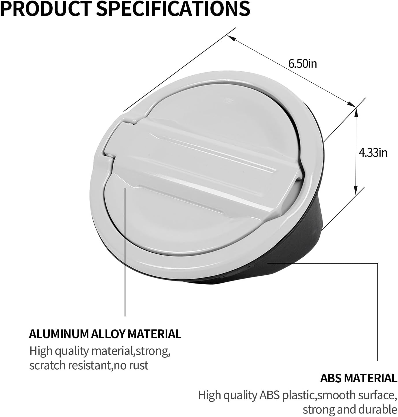 for JL Fuel Filler Door Gas Tank Cap Cover Fit for 2018-2026 Jeep Wrangler JL & Unlimited Sport Rubicon Sahara 2/4 Door, Aluminum Fuel Door Exterior Accessories(White)