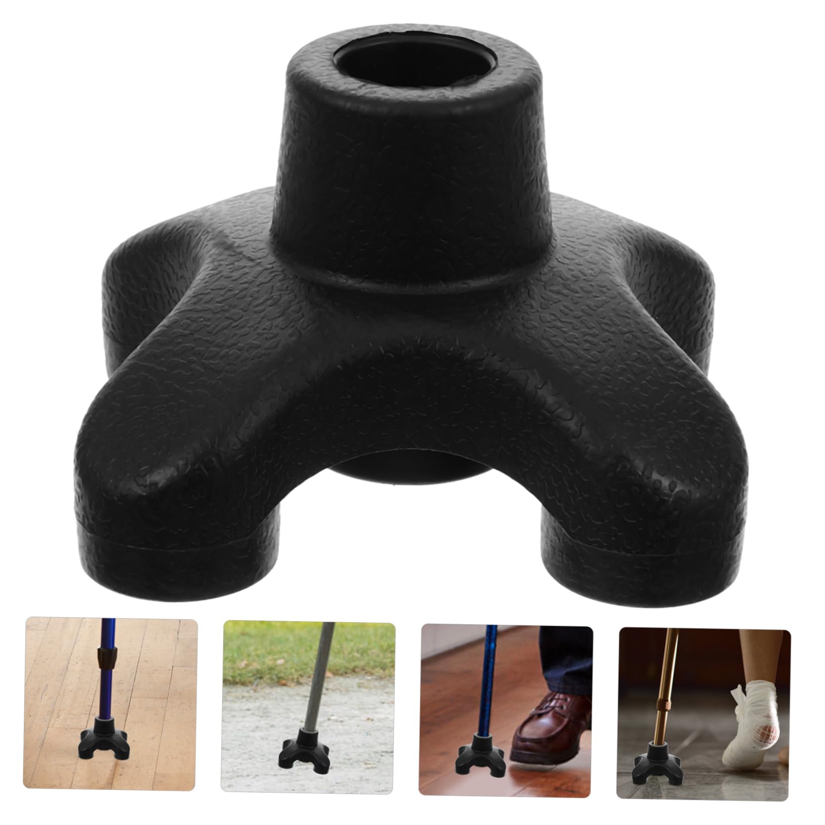 Beavorty Standing Cane Foot Crutches Accessories Non-Slip Crutch Feet Tip Crutch Foot Pads Pole Tip Protectors Quadruple Trekking Poles Cap Walking Pole Four Point Cane Tip Black Rubber