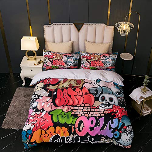 SJSXWQN Copripiumino Matrimoniale 260x220 cm Aldulto Lettere A Colori Set di Biancheria da Letto con Cerniera Nascosta Set Copripiumini in Microfibra