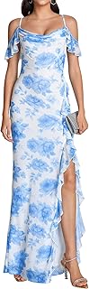 KUTUMAI Elegant Long Formal Wedding Guest Dresses for Women 2026 Floral Bodycon Ruffle Slit