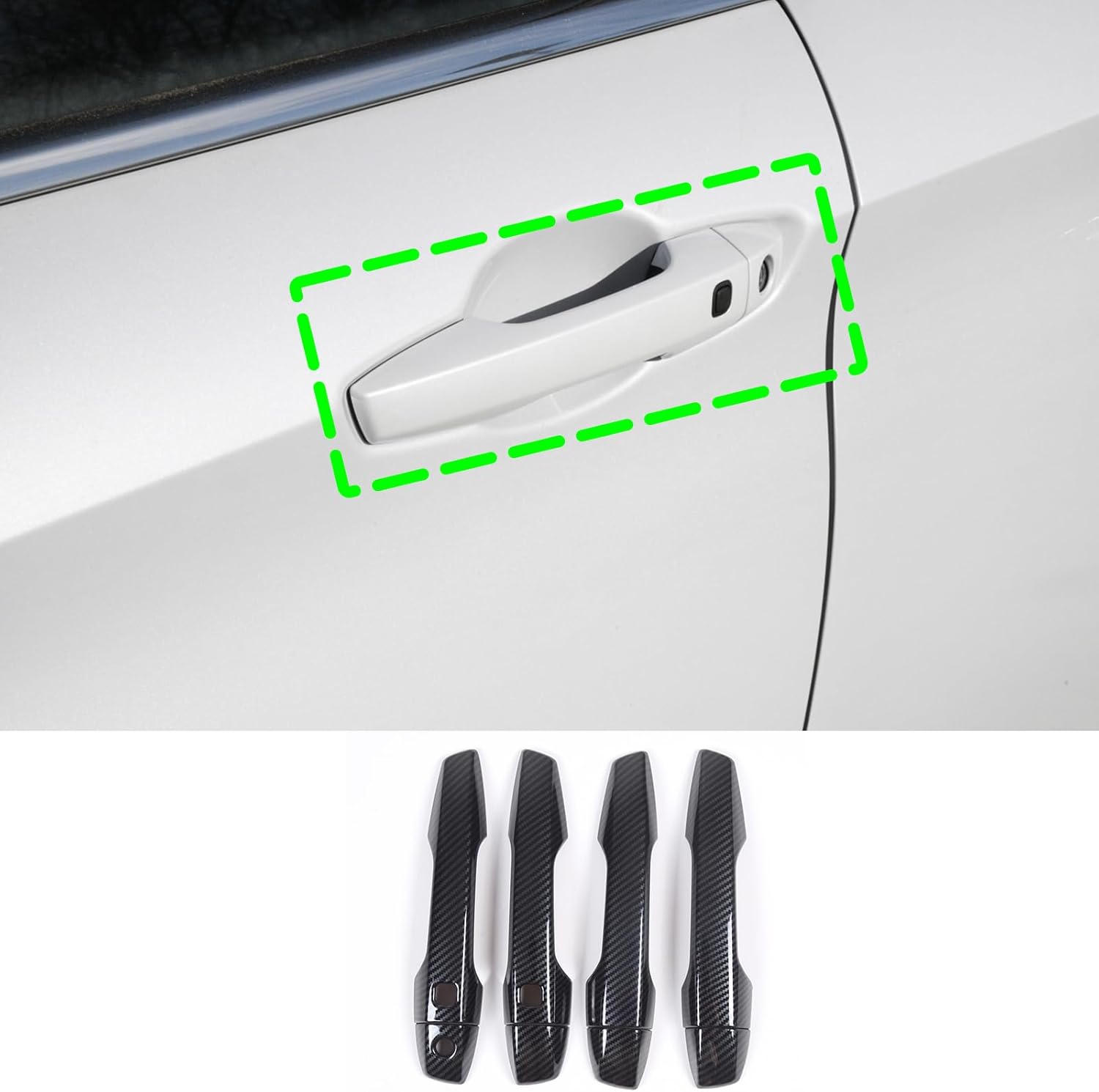 Exterior Door Handle Cover Compatible with Mitsubishi Outlander 2022-2024, Outside Front& Rear Door Handle Shell Protector Decoration with Smart Keyhole, ABS (Carbon Fiber)