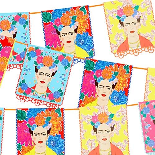 Talking Tables Frida Kahlo Print Garland Bunting-3m | Brightly Coloured Boho Party Decorations for Birthday, Fiesta, Mexican Cinco de Mayo Celebration
