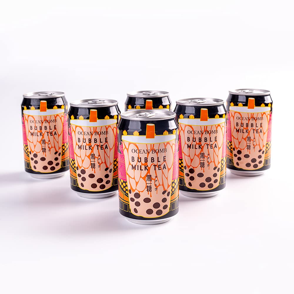 Ocean Bomb Boba Tea Tapioca Pearls, Canned Bubble Popping Milk Tea
