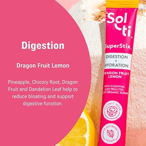 Miniatura 7 de Sol-ti Mezcla orgánica de digestión de electrolitos + bebida de hidratación, barras de hidratación superalimentos, SuperStix, sin OMG, vegano, limón