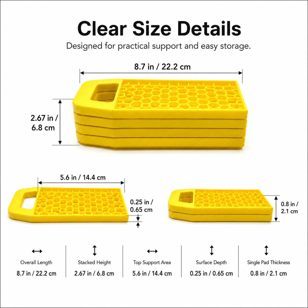 Tapis de cric de camping-car, bloc de nivellement avec structure renforcée, antidérapant, résistant aux intempéries pour empêcher les crics de l'évier pour caravane et camping-car (jaune)