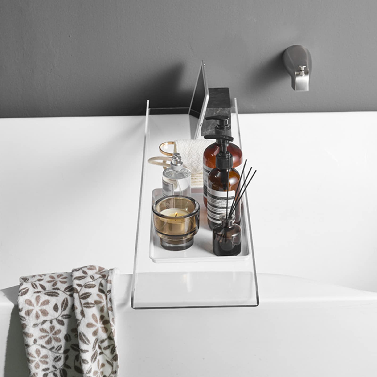 Bandejas para bañera,(es:(Bandeja de acrílico para bañera, Bandeja de Estilo nórdico Minimalista, Estante para bañera, Bandeja Transparente para bañera, Accesorios para bañera, 29,9" de la