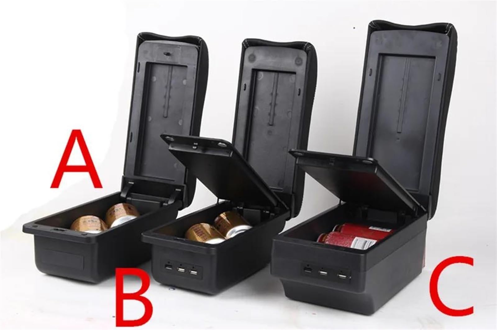 Accessori Auto Box Bracciolo Per Bipper Centrale Scatola Portaoggetti Retrofit Interno Con USB Consolle centrale(B white line 3usB)