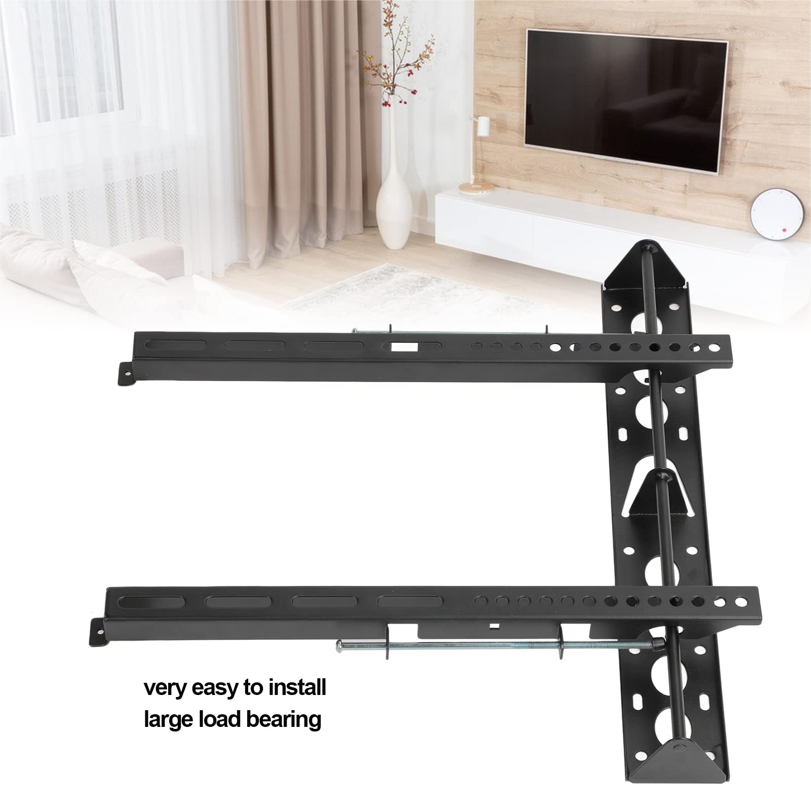 Supporto da Parete per Monitor TV, Staffa di Montaggio TV Universale, Cuscinetto di Carico Grande, Staffa Regolabile, Salvaspazio, Staffa di Montaggio per TV di Diverse Dimensioni (Nero)