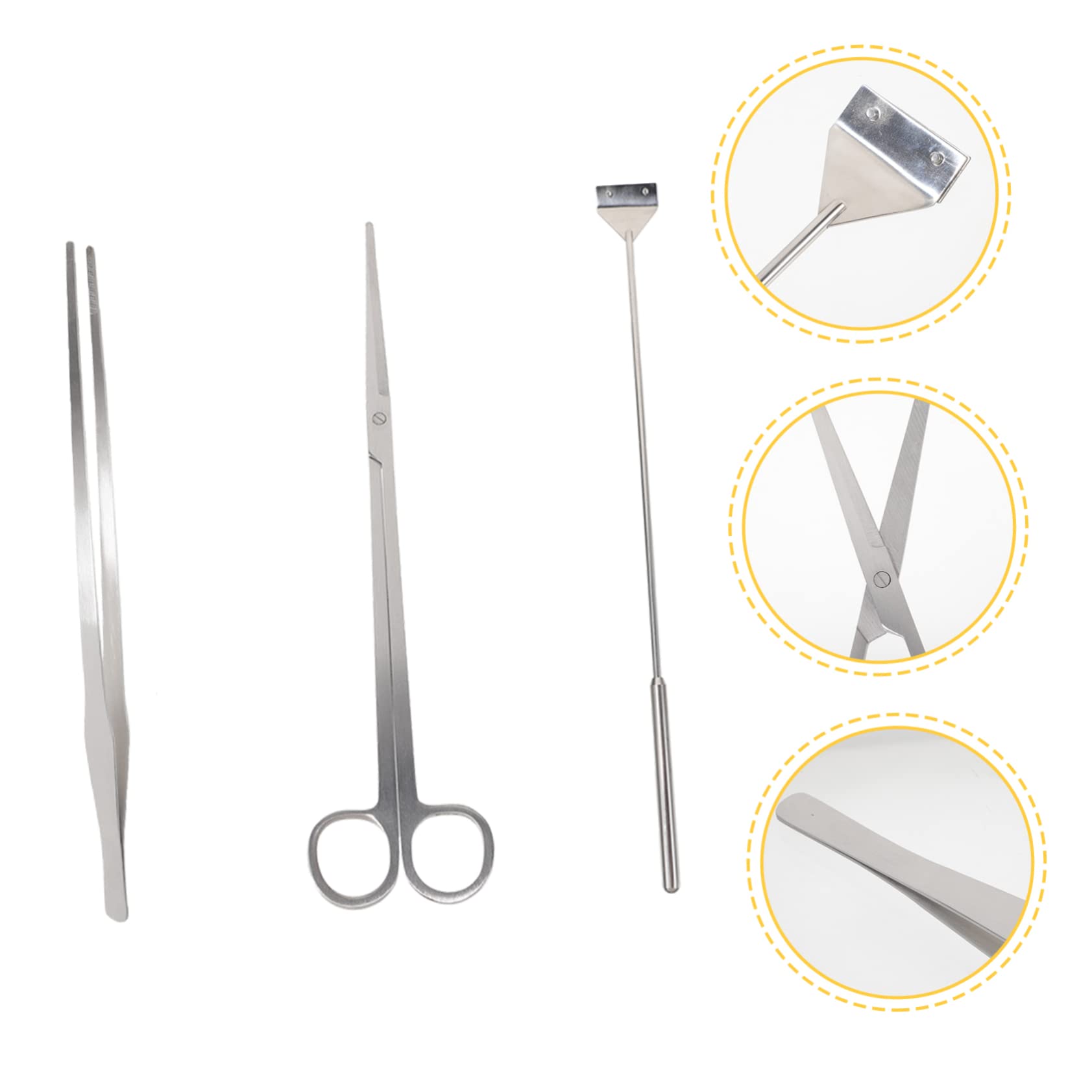 Kit de Limpieza para Peceras de Metal Plata para Acuario | Agua Salada, 1 Juego, Limpieza Acuario, Raspadores de Algas, Limpiador Pecera