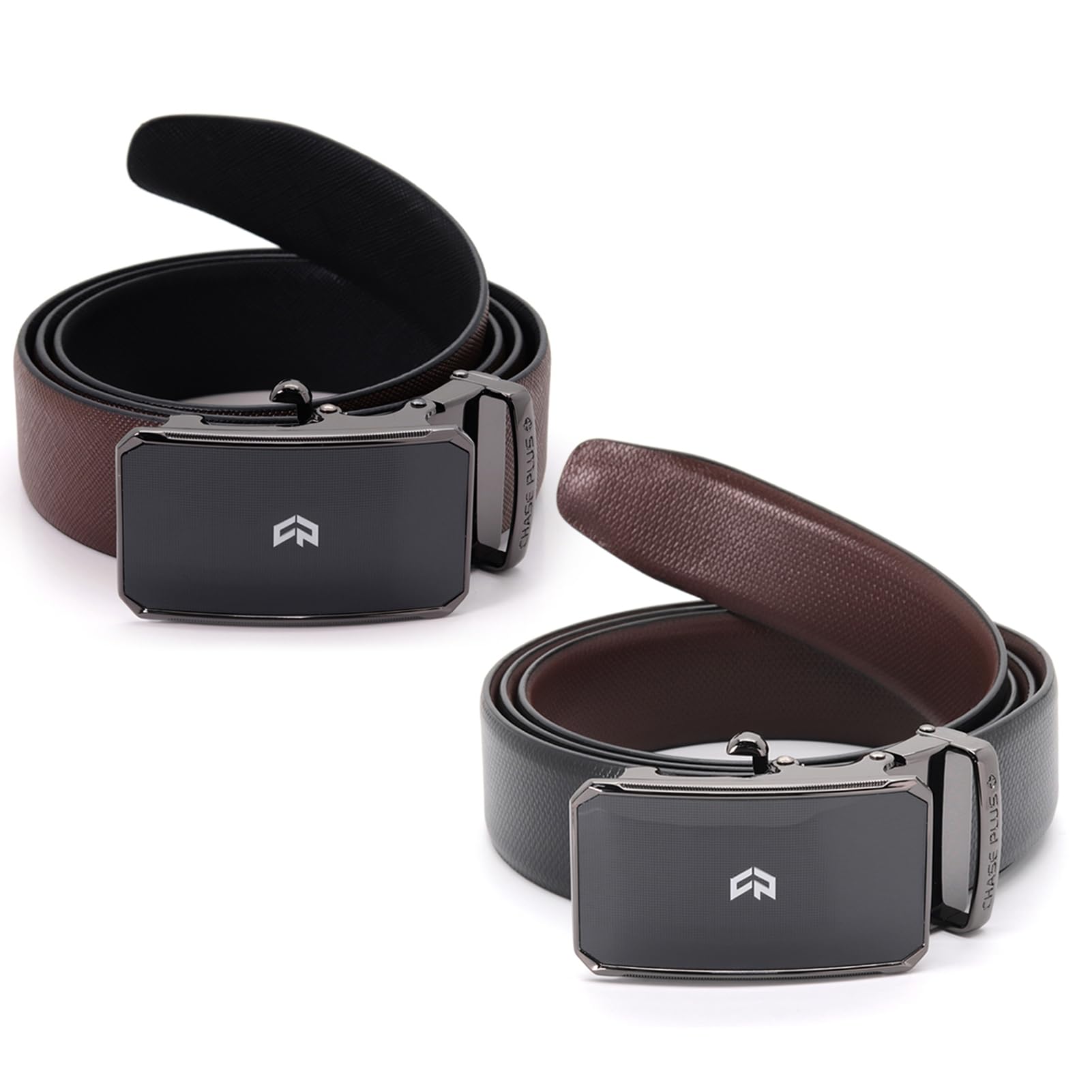 Belt Men, Leather Belt for Men, Reversible Formal Belt for Men, Ratchet Mens Belt with Metal Buckle