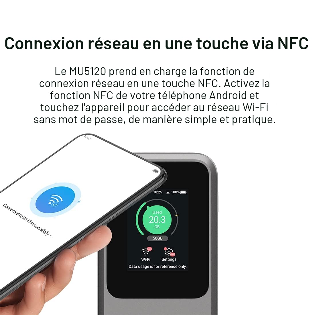 ZTE MU5120 - Le Hotspot WiFi Portable 5G Le Plus Puissant, énorme Batterie de 10 000 mAh, Charge inversée de 18 W, NFC, écran Tactile de 2,4", connecte 32 appareils - Fente SIM déverrouillée