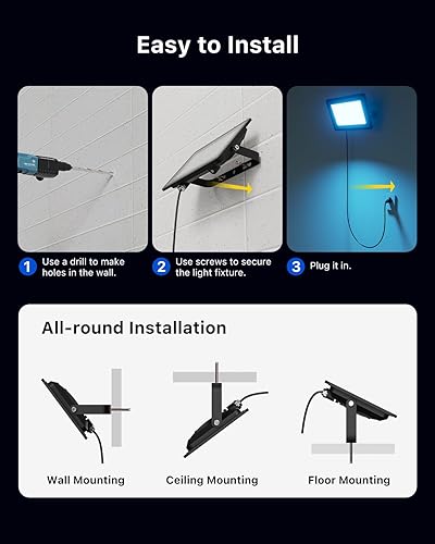 Miniatura 8 de Paquete de 2 focos de 50 W que cambian de color de Halloween con control remoto impermeable, lámpara de inundación LED, 16 luces multicolor para