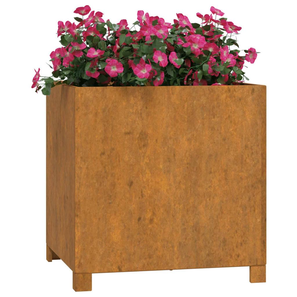 vidaXL Jardinières avec Pieds 2 pcs, Bacs à Fleurs, Pots de Plantes, Lits Surélevé, Décorations de Jardin Terrasse Patio Balcon, Rouillé Acier Corten