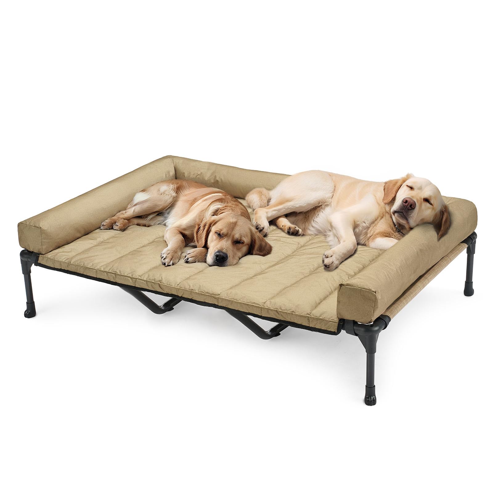 Lit surélevé pour chien Veehoo avec traversin beige XL 150x95cm