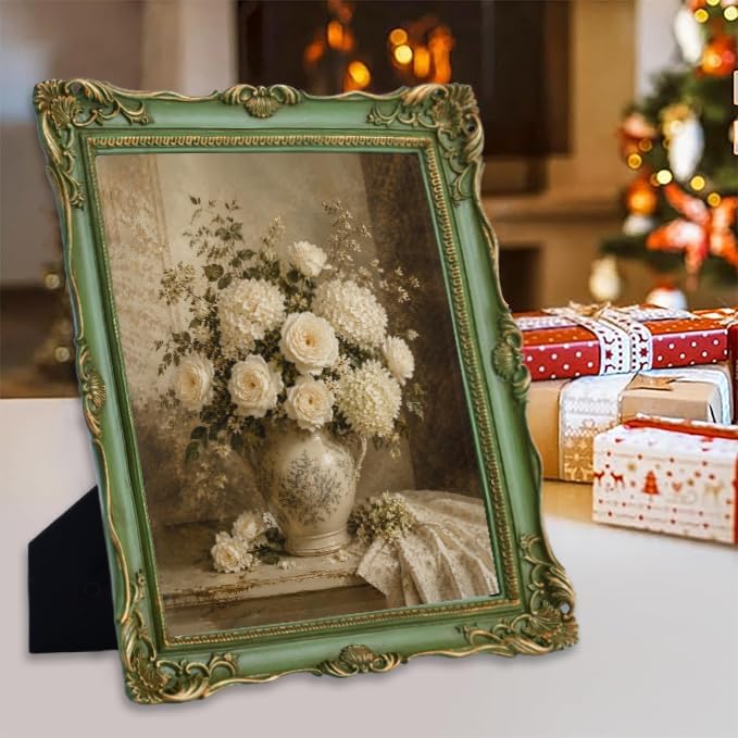 Image of Saysmile 8x10 Vintage Picture Frames, White Antique Gothic Frames with Glass Front, Elegant Photo Frame for Wall or Tabletop Display, Retro Wall Picture Frames For Home Decor, Gift Ideas