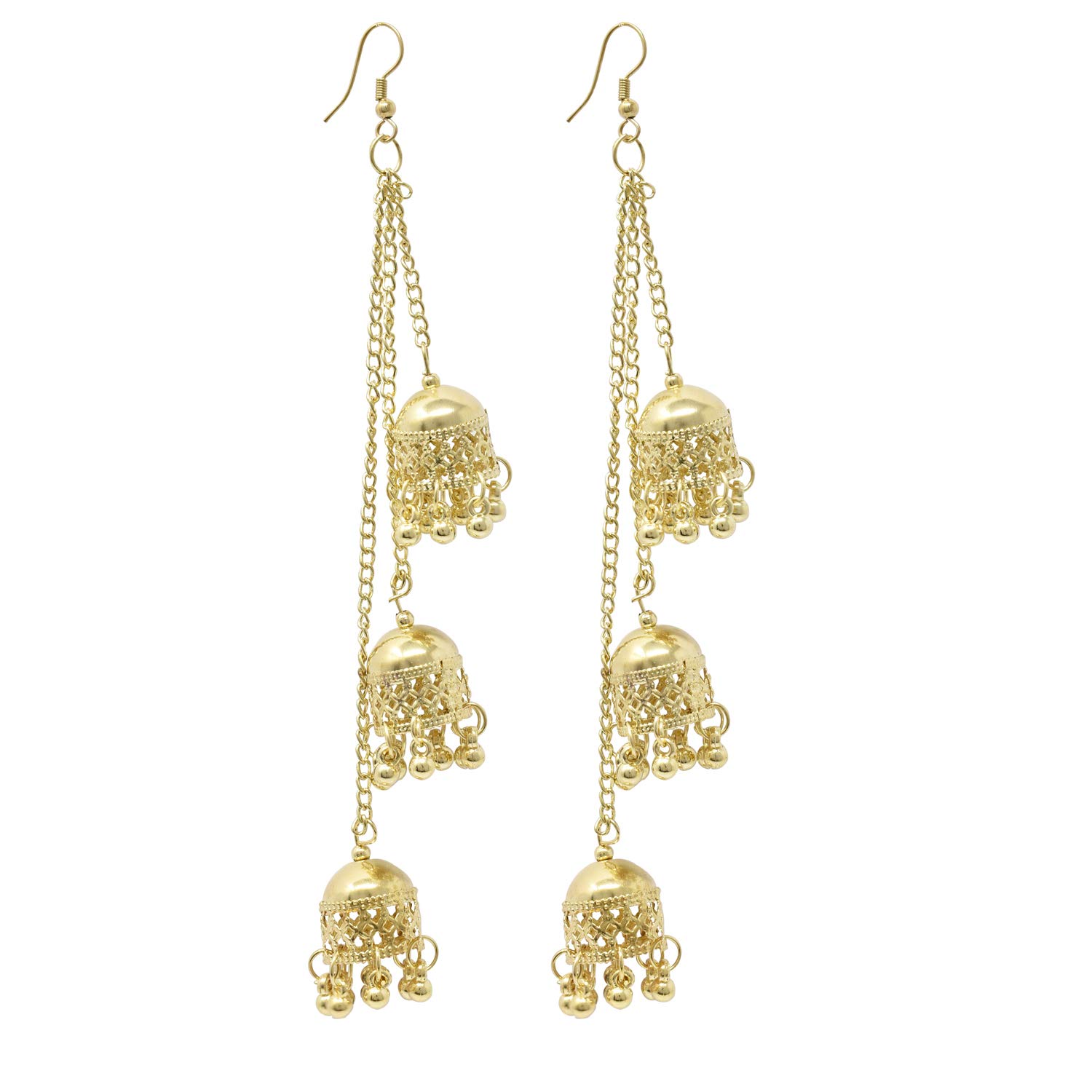 Steorra jewels Gold Oxidised Kashmiri long Triple Jhumki Dangler Earring Light weight in stainless steel alloy Wedding Style for Women and Girls (Model Number: JSE232G.) (B08ZKH1QBM) Amazon Price History, Amazon Price Tracker