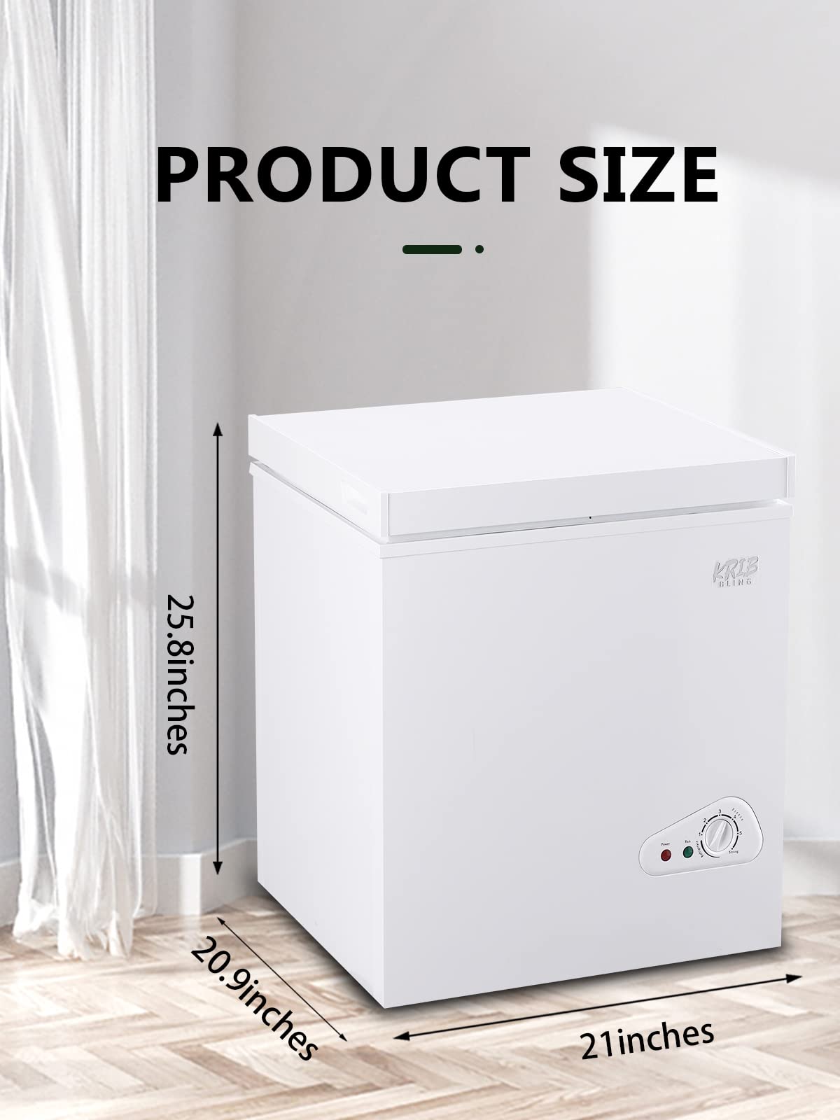 Krib Bling 3.5 Cu.Ft Deep Compact Freezer with a Removable Basket, Chest Freezer 7 Gears Temperature Control(-18°F to -46°F), for House, Garage, Kitchen, Basement, Shop, White on Fridge.com