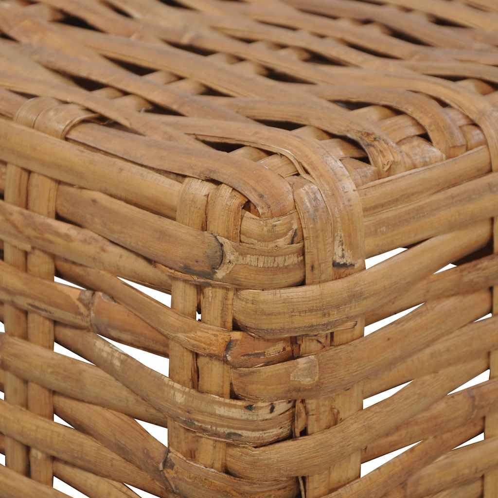 Stolik kawowy 47 x 47 x 28 cm, naturalny rattan, z mahoniowymi nogami, trwały, do salonu, wnętrz, brązowy, czarny, tkany wzór, wytrzymały i łatwy w pielęgnacji