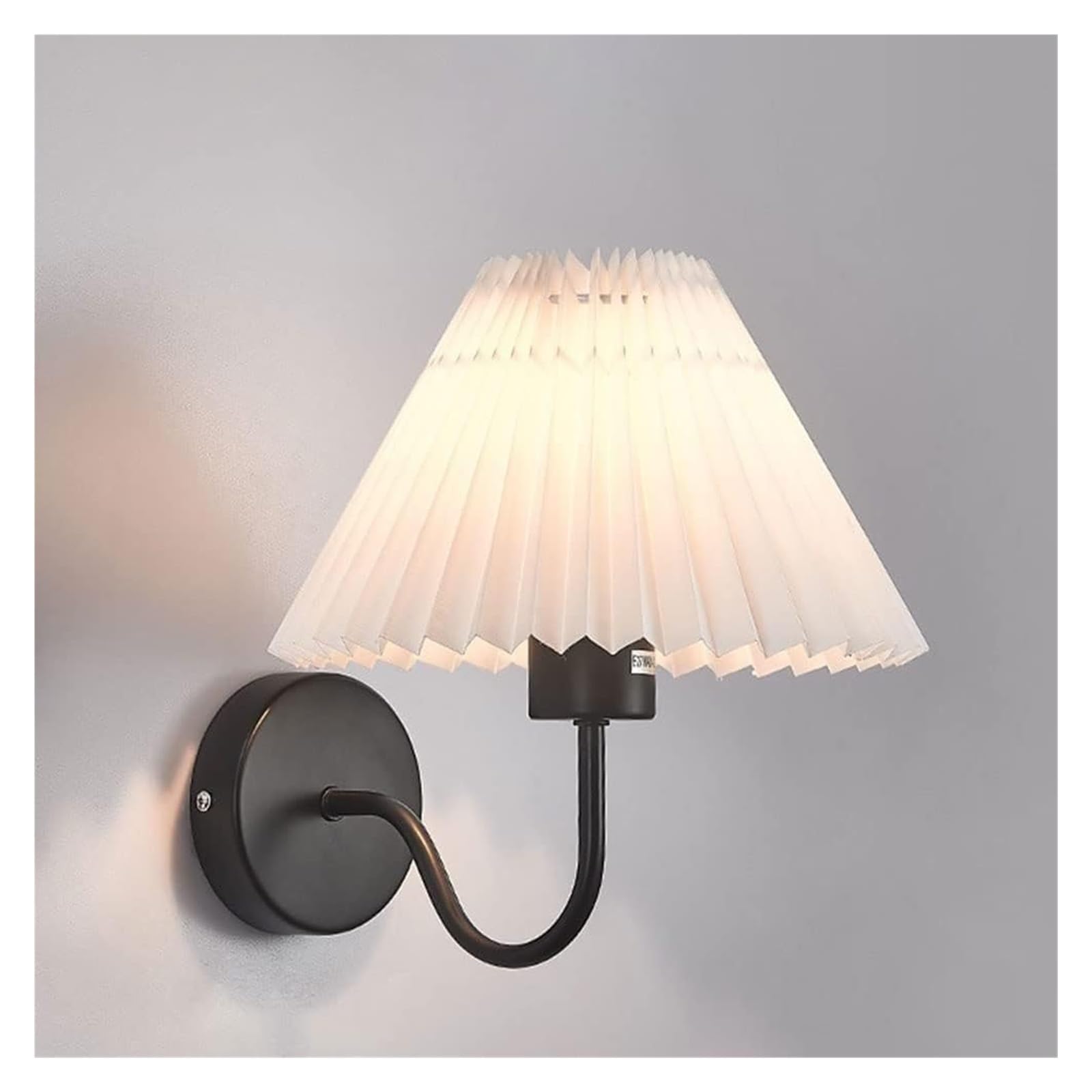 VDOQTLJT Pleated Fabric Wall Lamp - Indoor Lights Elegant Bedside Single Head Sconces Linen Lampshade Mounted Light Lamps sconces