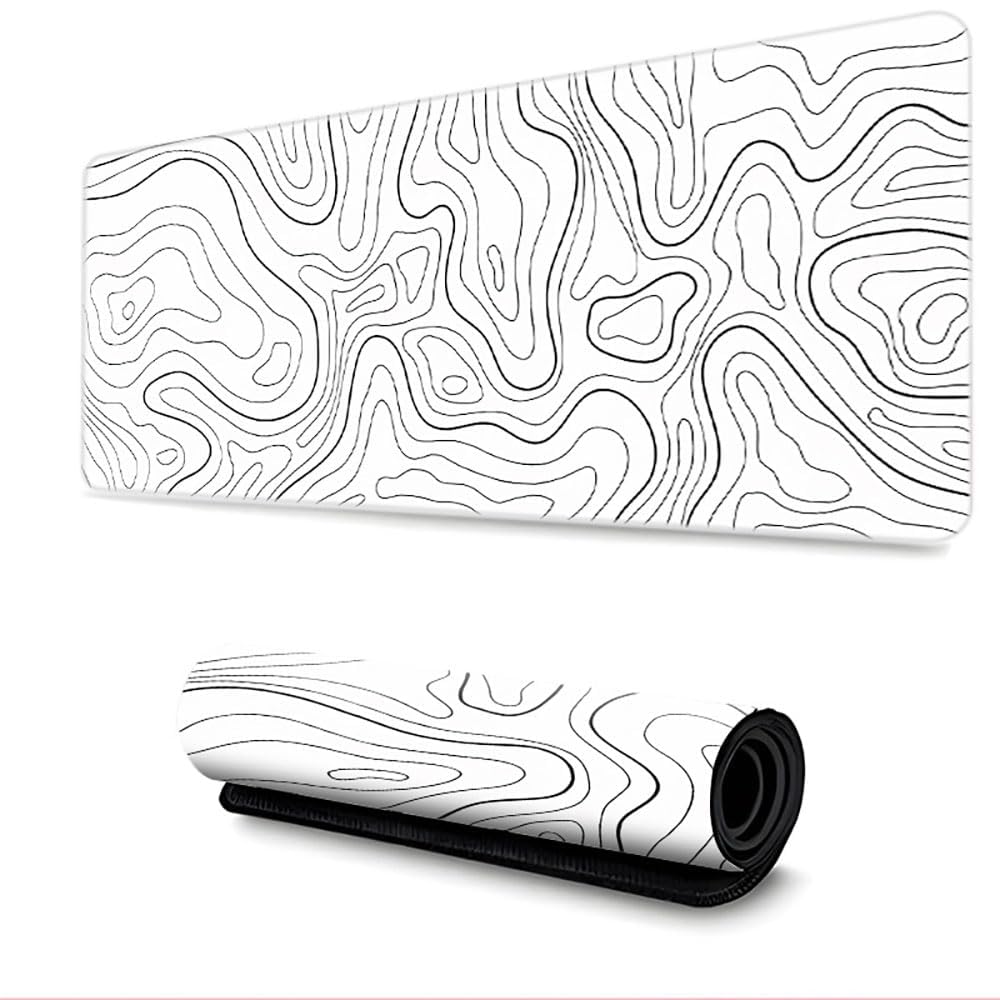 Large Gaming Mouse Pad Washable Desk Mat with HD Printing Anti Slip Base for Keyboard Computer Laptop Office Home Work (White 1, 600x1200mm)