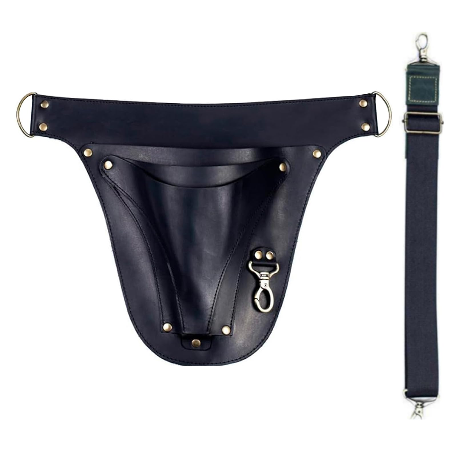 Henygen Black Electrician Tape Thong Tunnel Rings Multipurpose Maintenance Pouches Adjustable Waist Strap For Gardener Leather Tool Belt