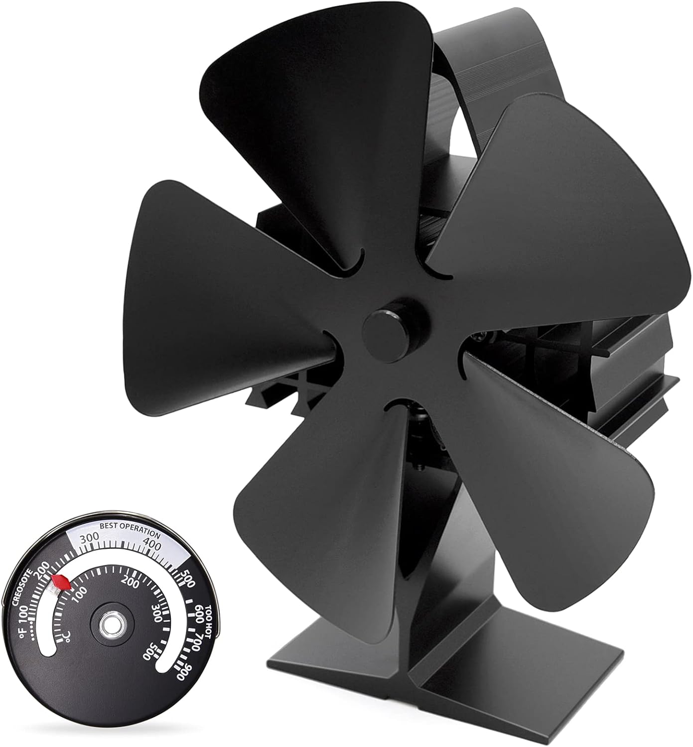 Criditpid Heat Powered Stove Fan with Thermometer