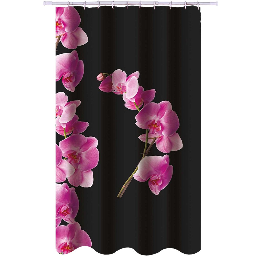 MSVShower Curtain Lanyu of Polyester 180x200cm in Black