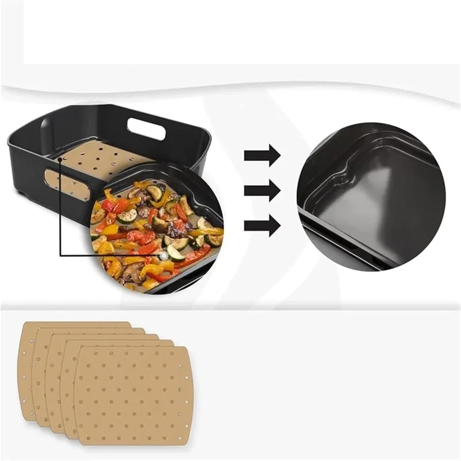 Compatible for Ninja, Compatible for Foodi, AG301 Unbleached Heat Resistant Parchment Liners 100Pcs