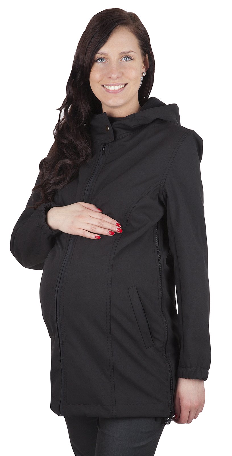 Mija 2 en1 Grossesse/maternité Veste - Manteau Confortable Chaud et élégant 100% Softshell 3059 (EU 38, Noir)