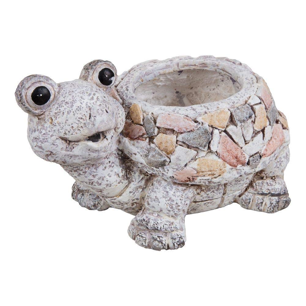 Juliana Country Living Quirky Rustic Mosaic Stone Design Tortoise Flower Planter, Novelty Garden Feature Ornament