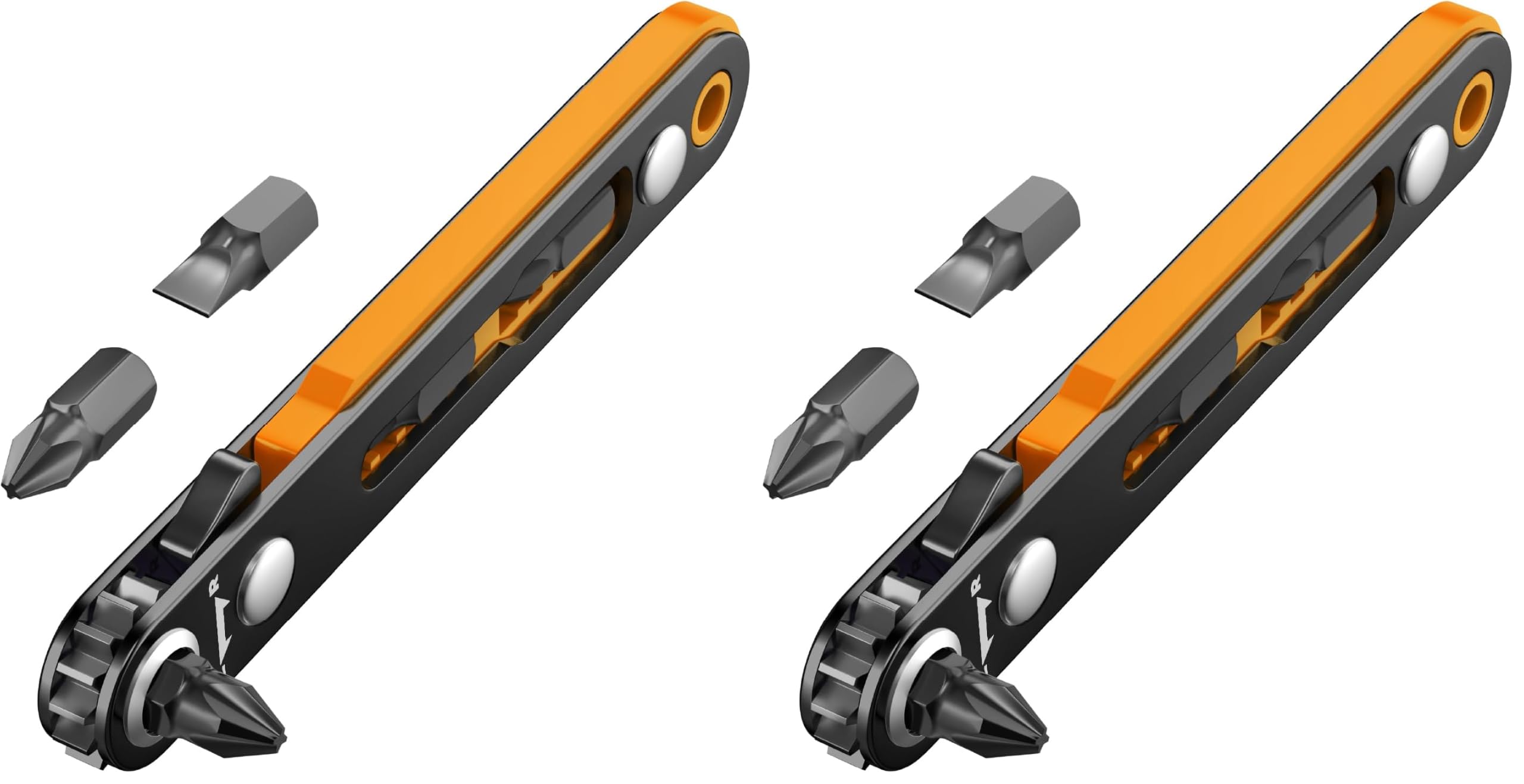 Bates- Mini Ratchet Wrench, 1/4" Magnetic 90 Degree Screwdriver, Low Profile Right Angle Screwdriver for Tight Spaces (Pack of 2)